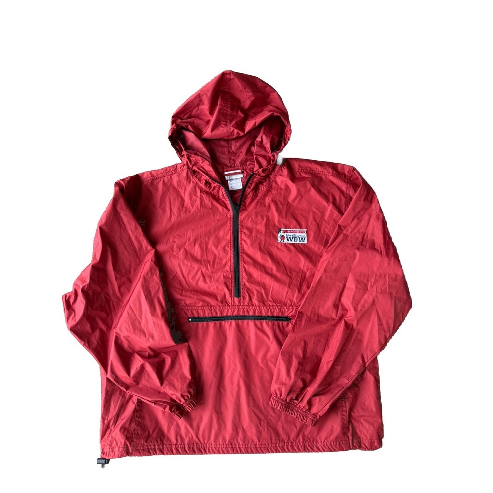Walt Disney World Red Hooded Windbreaker Jacket SZ XL Unisex Zipper Pocket
